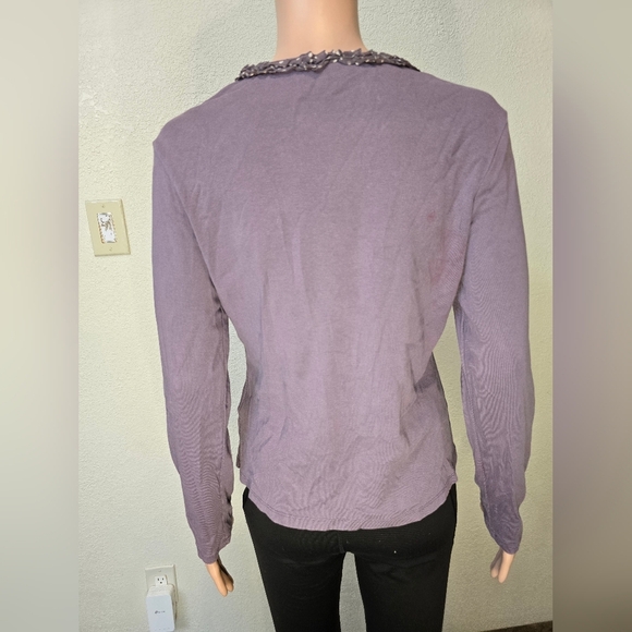 Boden Women's Polka Dots Ruffle Lace Long Sleeve Top Purple Size 14 - Picture 4 of 12